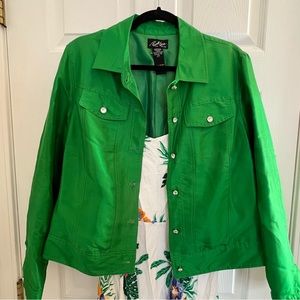 (3 for $20) Kelly Green Silk Russell Kemp Jacket Large